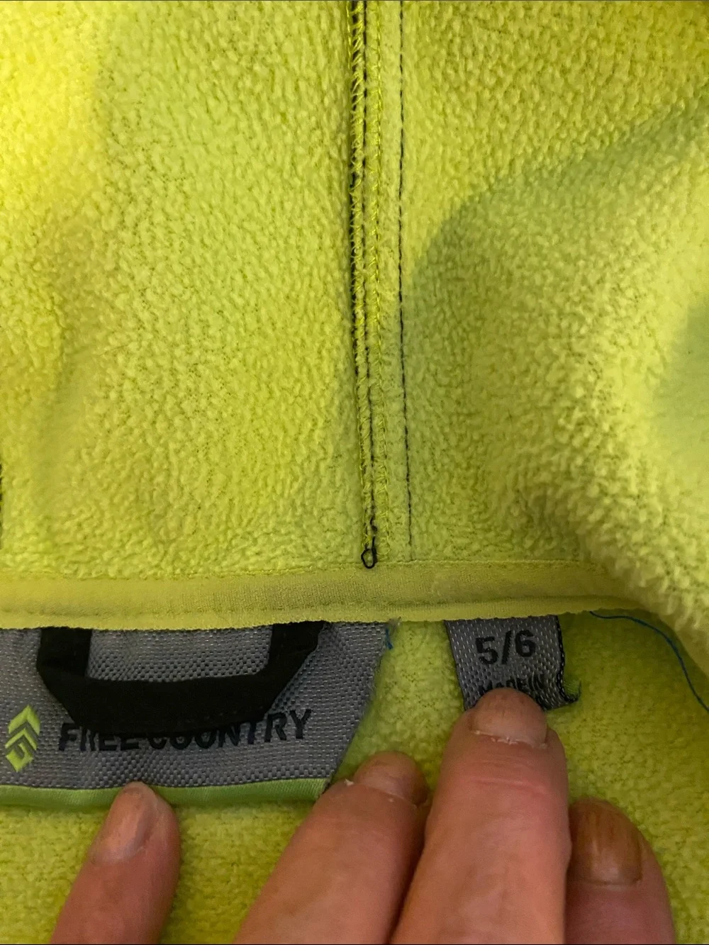 Free Country Kids Black Jacket with Lime Green Hood and Zipper